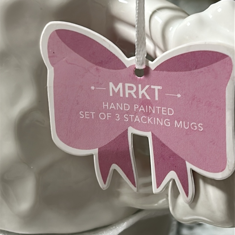 New Market Finds Hand Painted Pink Bow Handle Ceramic Coffee Tea Mug Set - Picture 12 of 16